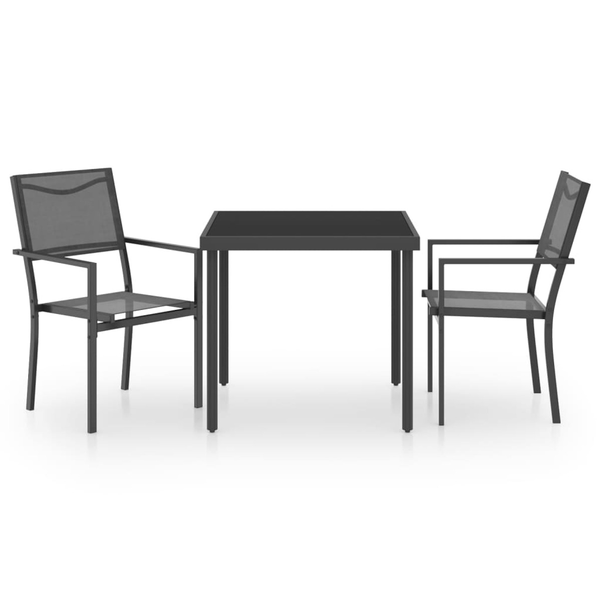 Schwarz Gartentisch- 3073522 Stuhlset, VIDAXL und