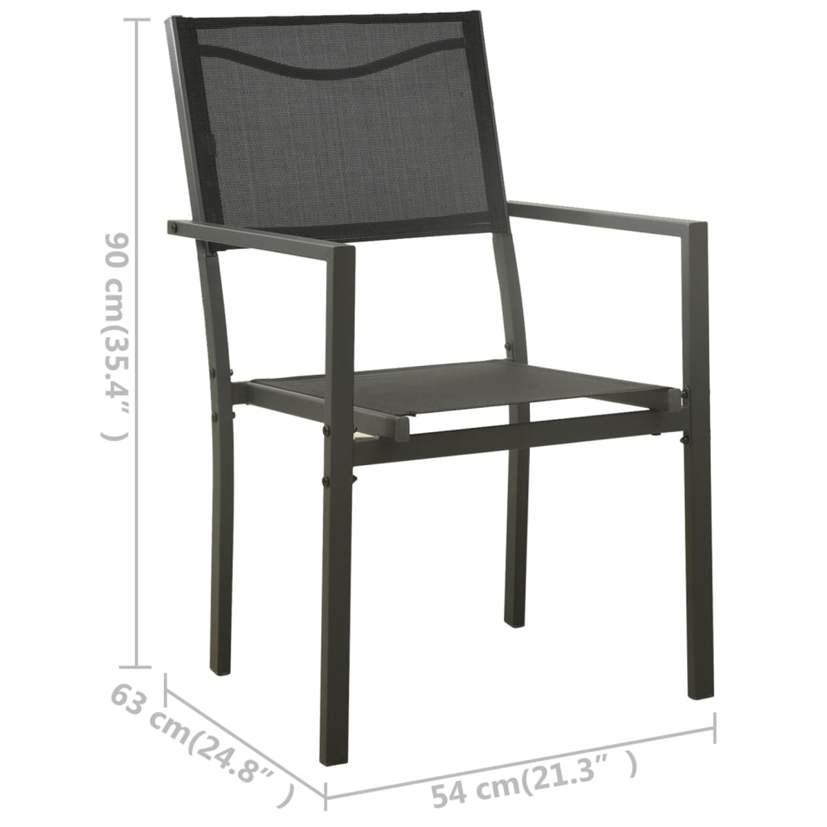 Schwarz Gartentisch- 3073522 Stuhlset, VIDAXL und