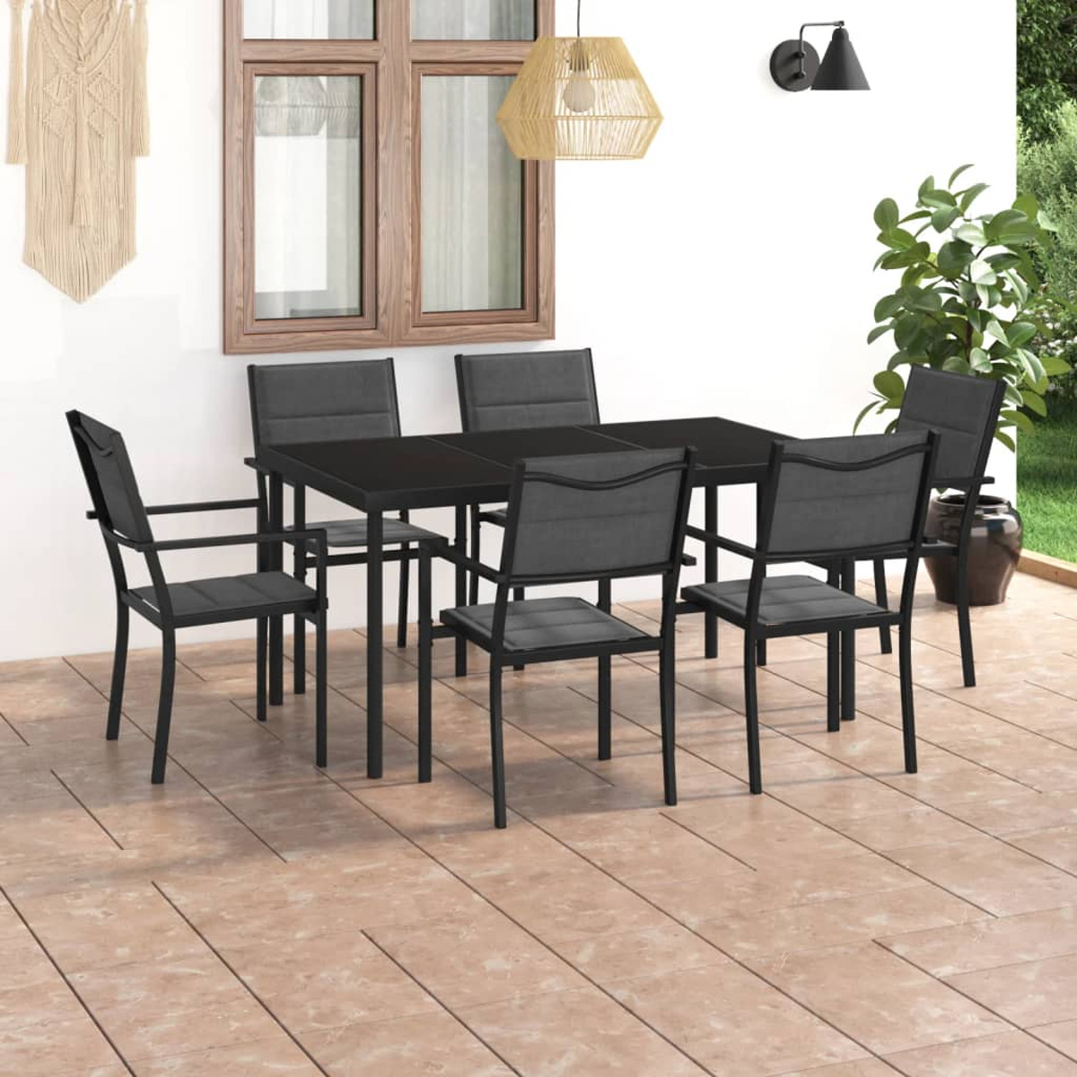 VIDAXL 3073526 Gartentisch- und Grau Stuhlset