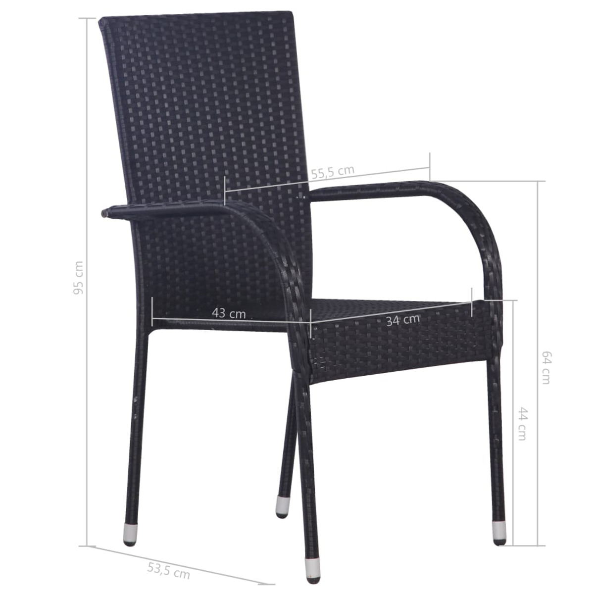 Gartentisch- Stuhlset, 3072485 VIDAXL und Schwarz