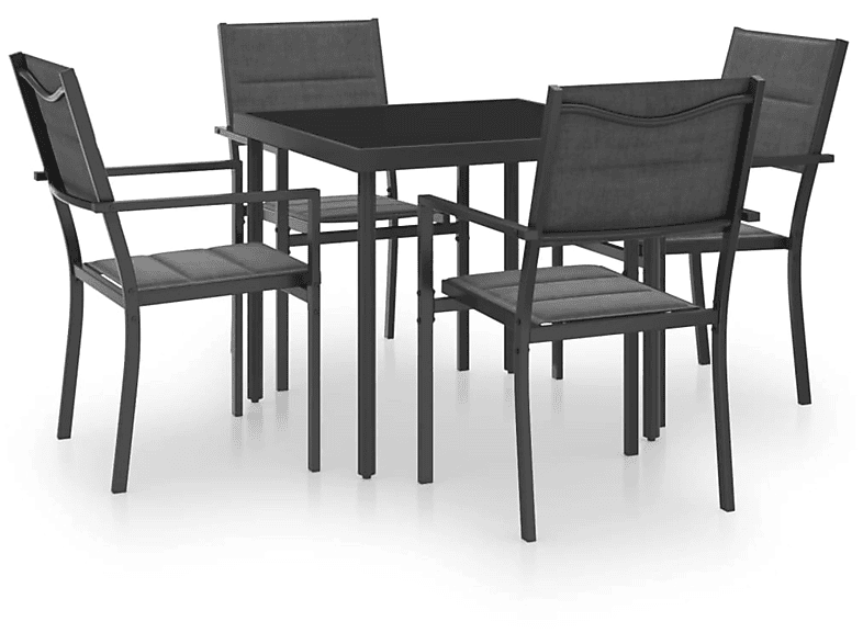 VIDAXL 3073532 Gartentisch- und Stuhlset, Schwarz