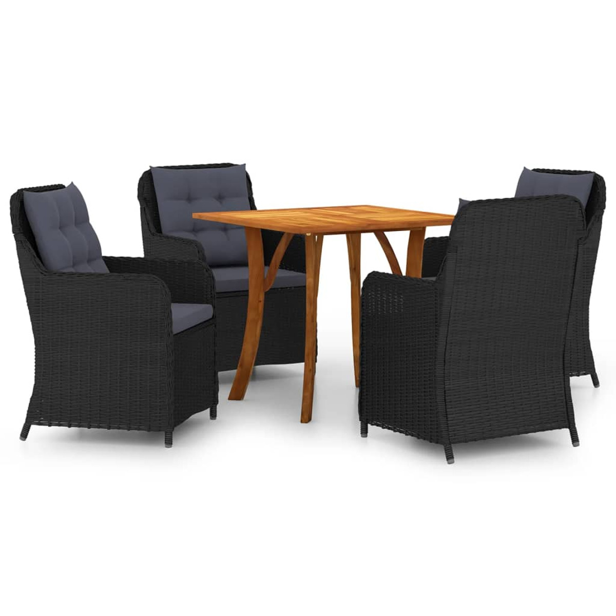 Gartentisch- Stuhlset, VIDAXL und 3071906 Schwarz