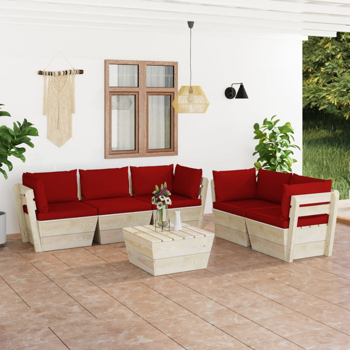 Stuhlset, 3063525 Rot VIDAXL und Gartentisch-