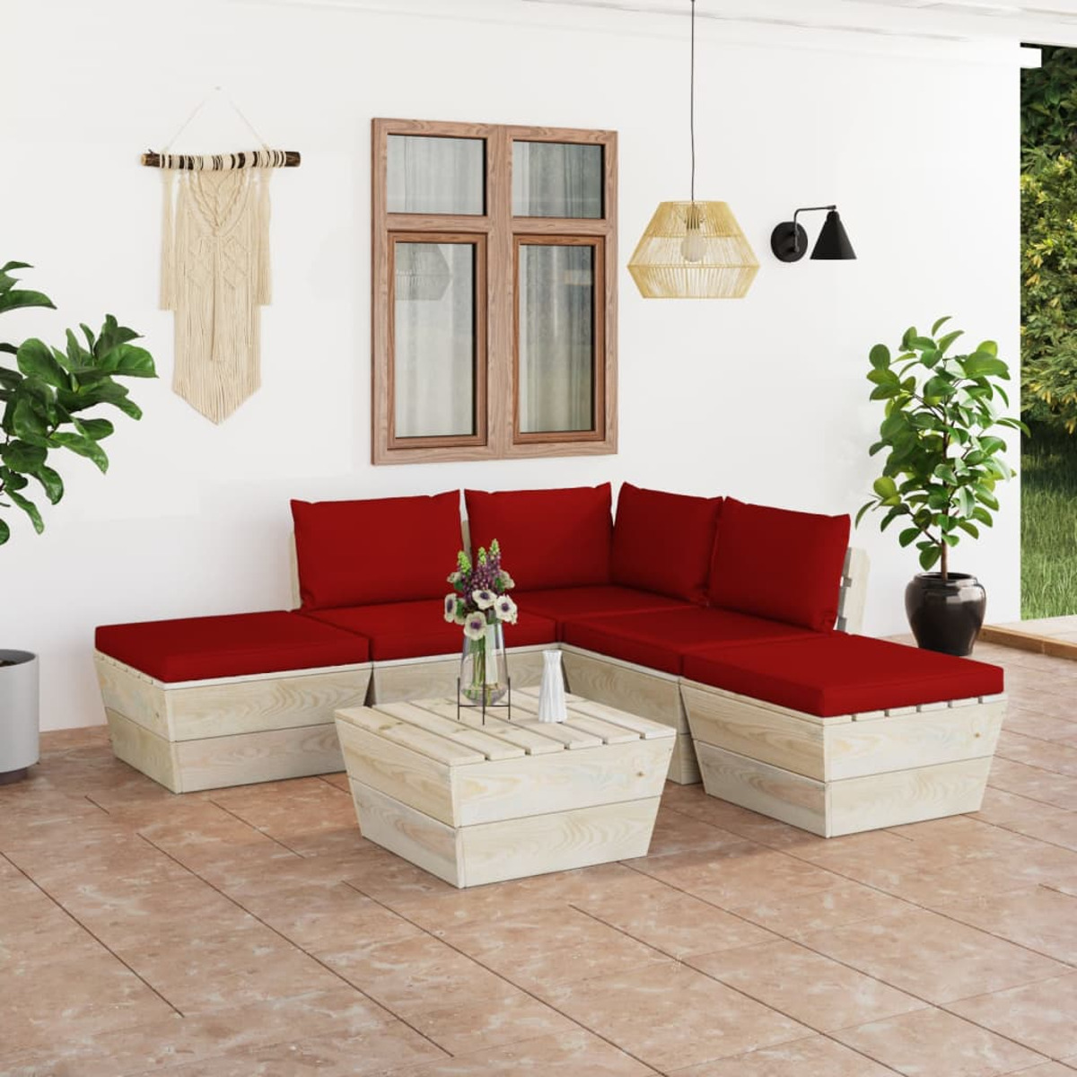 VIDAXL 3063501 Stuhlset, Gartentisch- und Rot