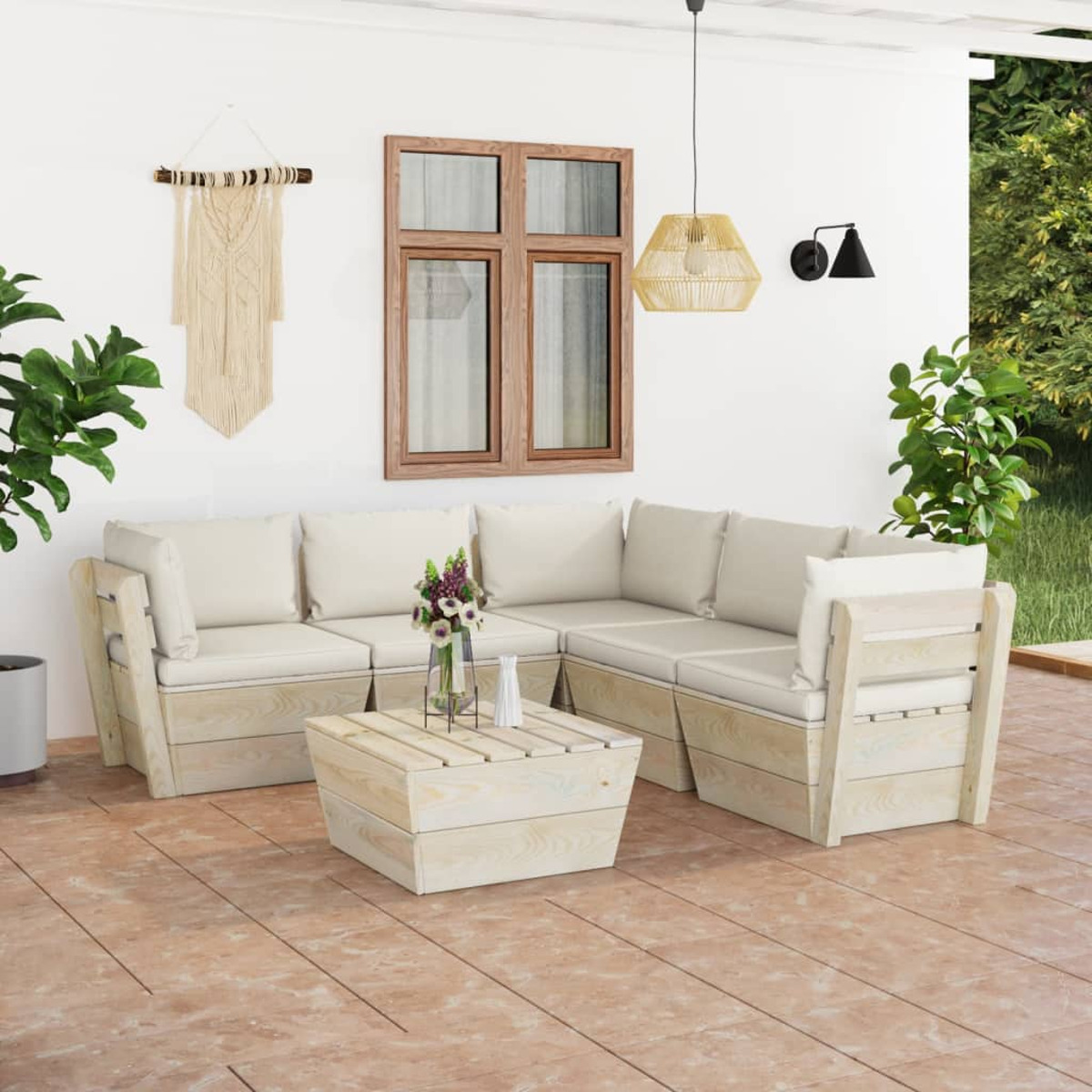 3063530 VIDAXL Stuhlset, Weiß und Gartentisch-