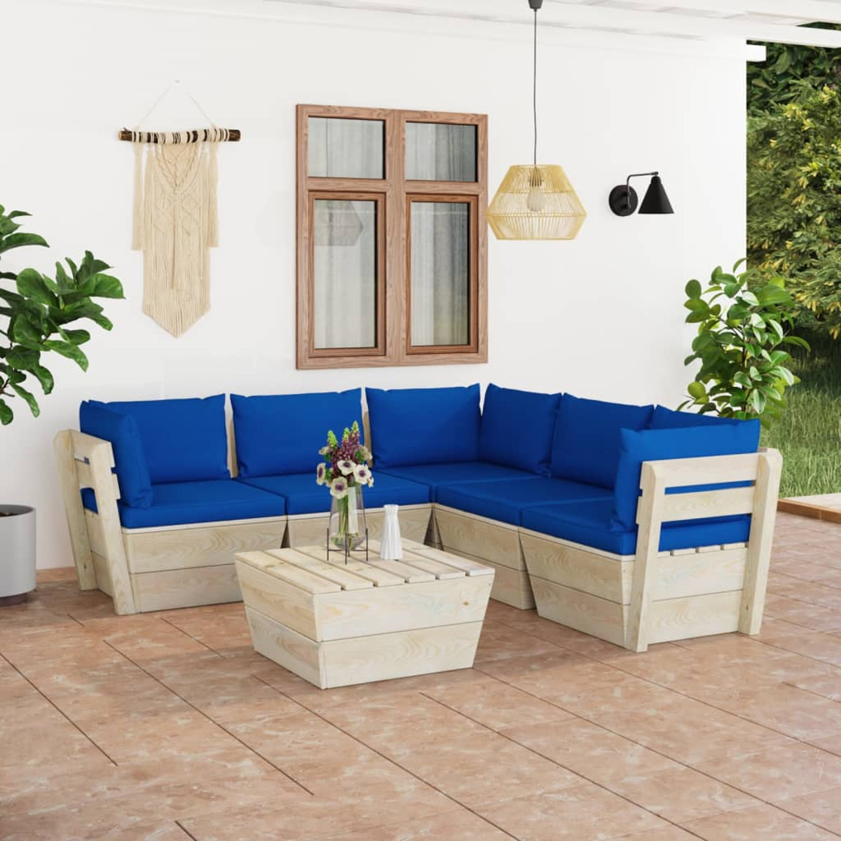 VIDAXL 3063538 Gartentisch- Blau und Stuhlset