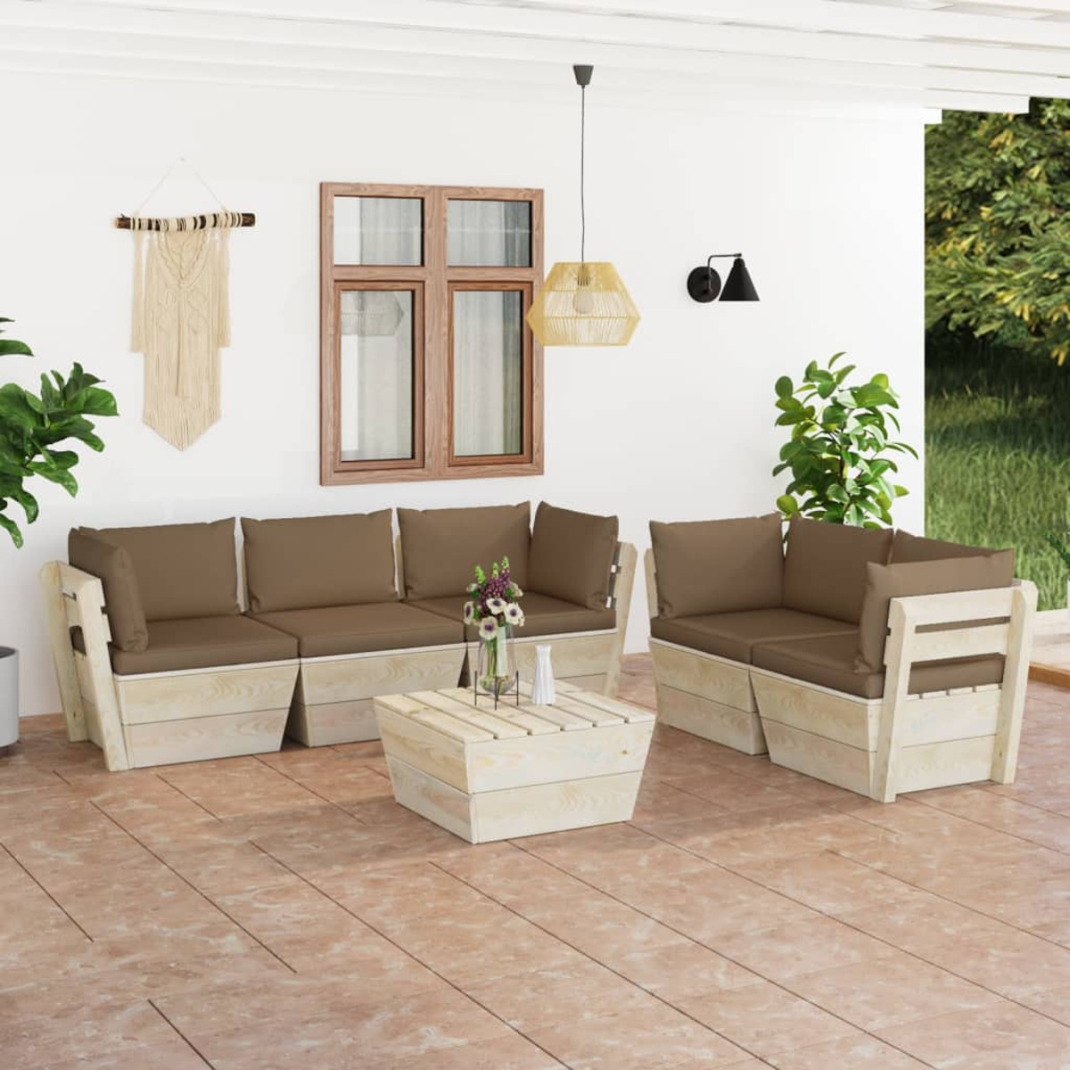 Gartentisch- Stuhlset, 3063524 und Braun VIDAXL