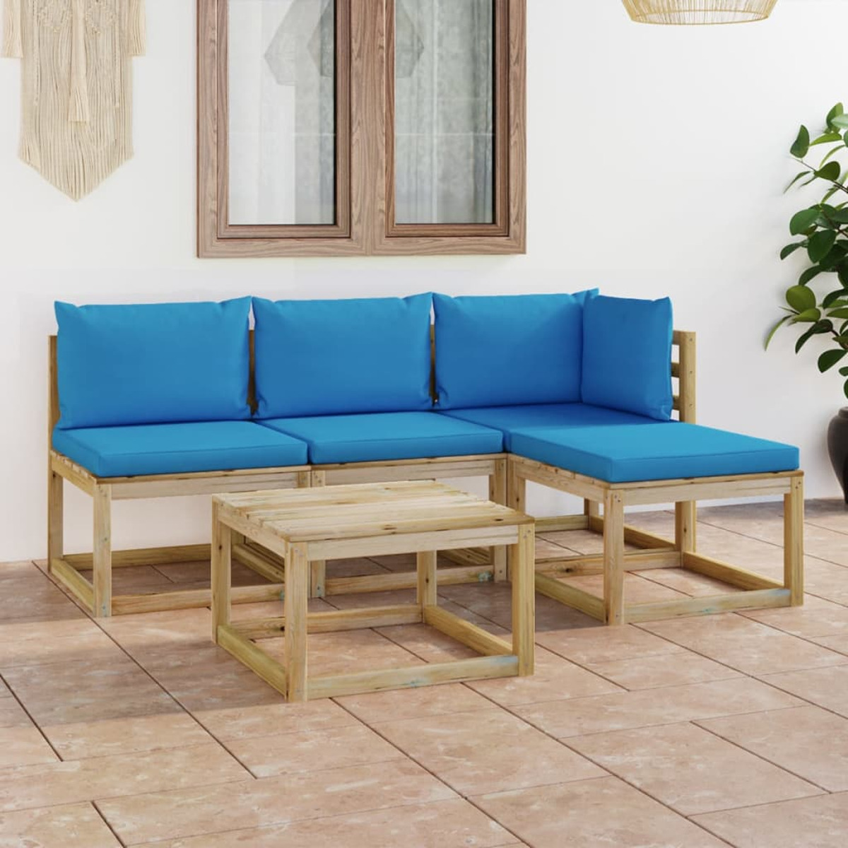 Blau und Stuhlset, 3065060 Gartentisch- VIDAXL