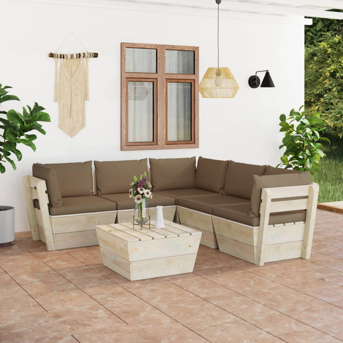 Stuhlset, Gartentisch- und 3063536 VIDAXL Braun