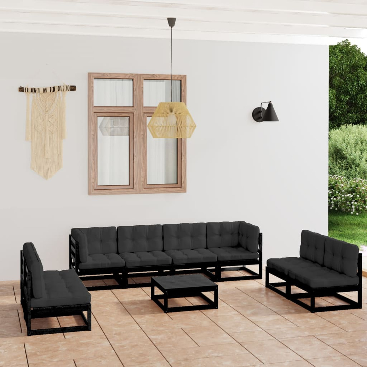 VIDAXL 3076488 Schwarz und Stuhlset, Gartentisch