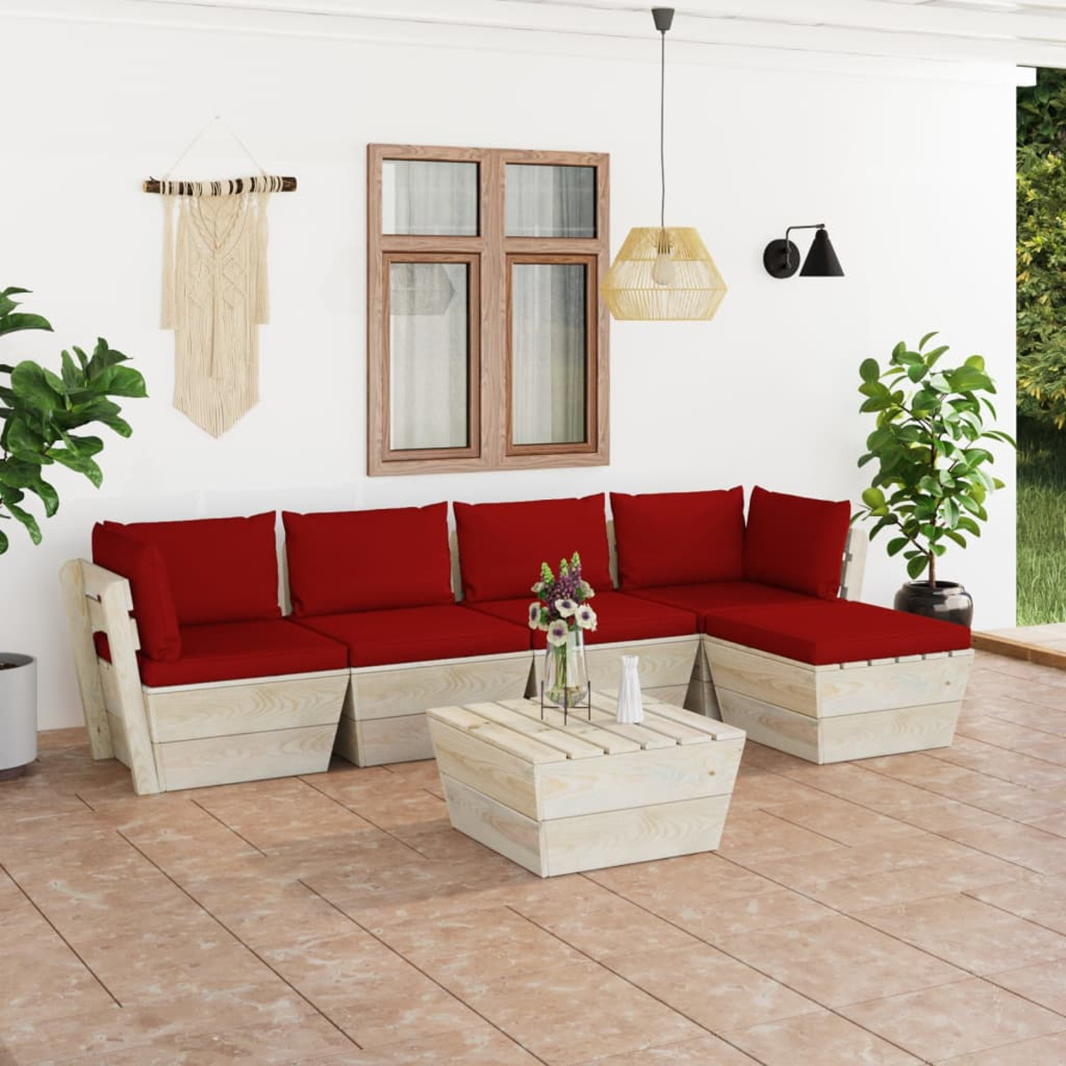 VIDAXL 3063513 und Gartentisch- Stuhlset, Rot