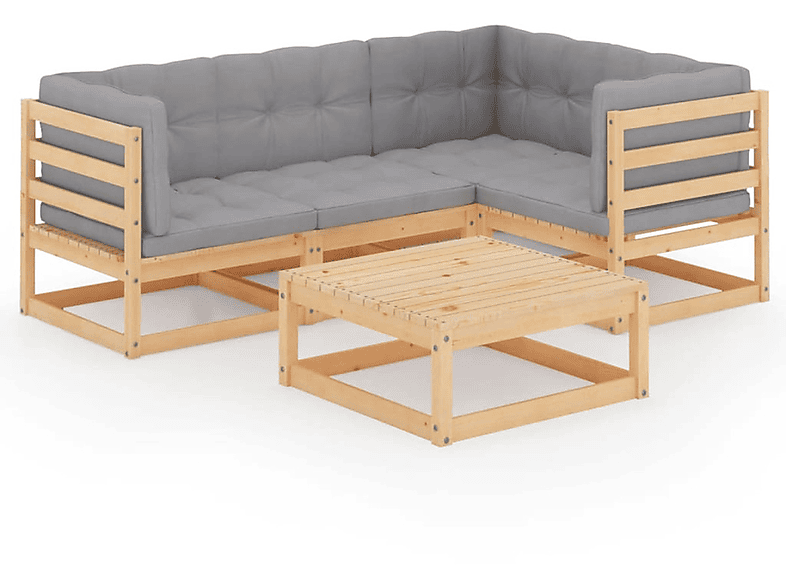 VIDAXL 3076599 Gartentisch- und Stuhlset, Grau