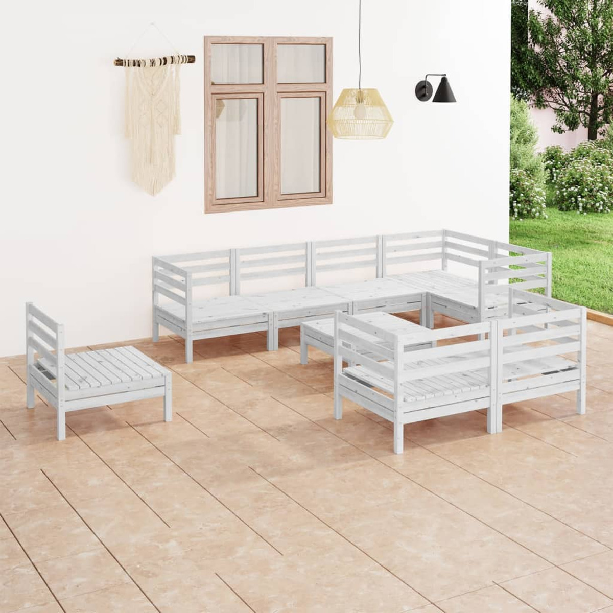3082940 Gartentisch- Stuhlset, Weiß VIDAXL und