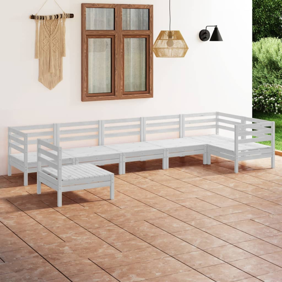 Gartentisch- Weiß Stuhlset, 3082738 und VIDAXL