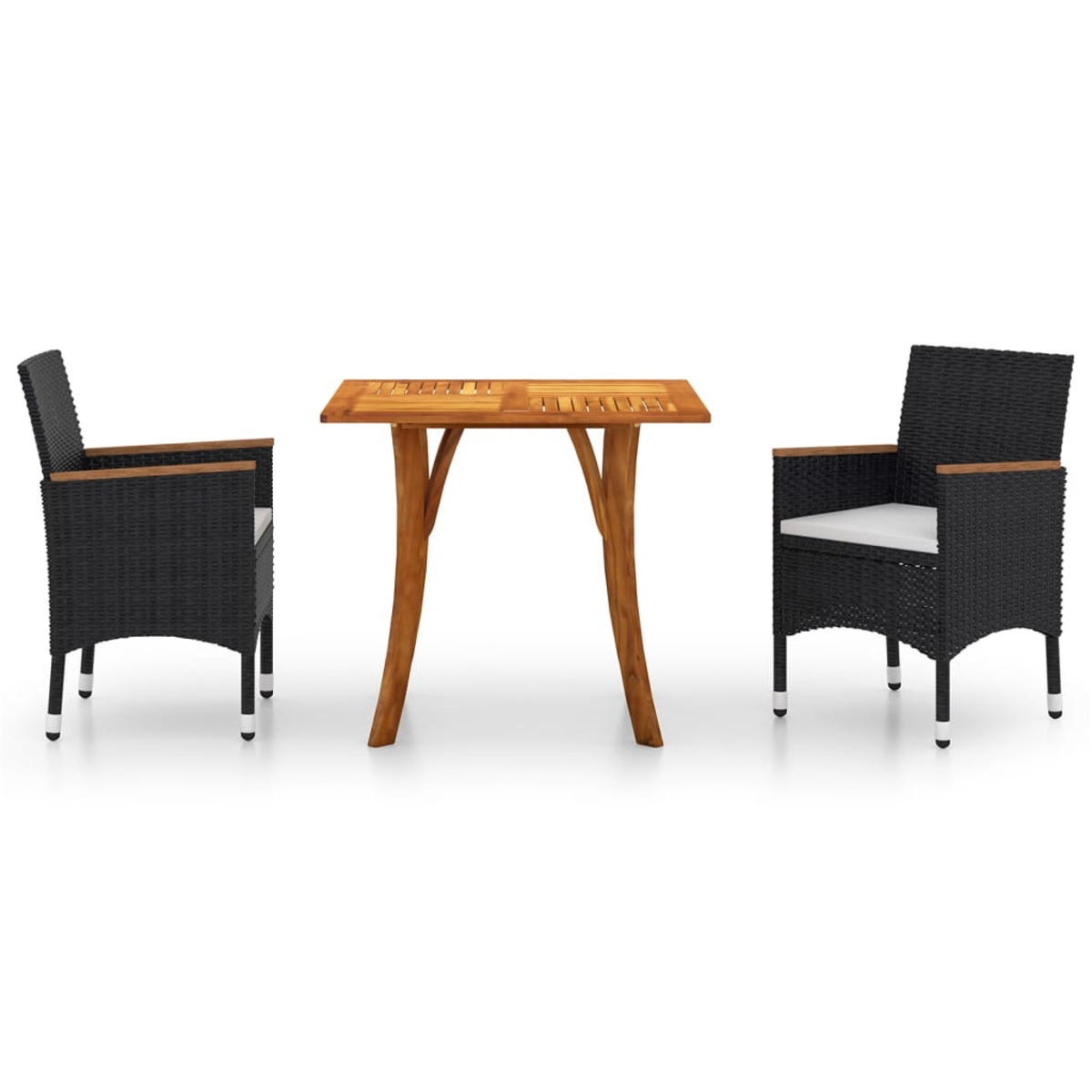Schwarz Gartentisch- Stuhlset, VIDAXL 3071857 und