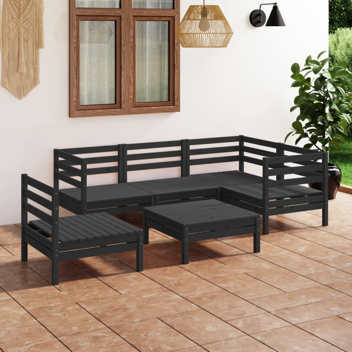 VIDAXL 3082726 Gartentisch- und Stuhlset, Schwarz