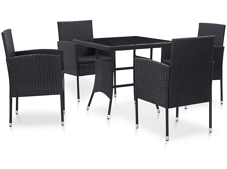Schwarz Stuhlset, Gartentisch- VIDAXL und 46402