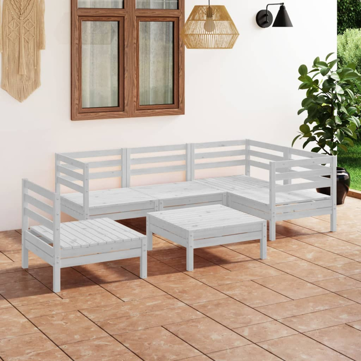 VIDAXL Weiß Stuhlset, 3082723 Gartentisch- und