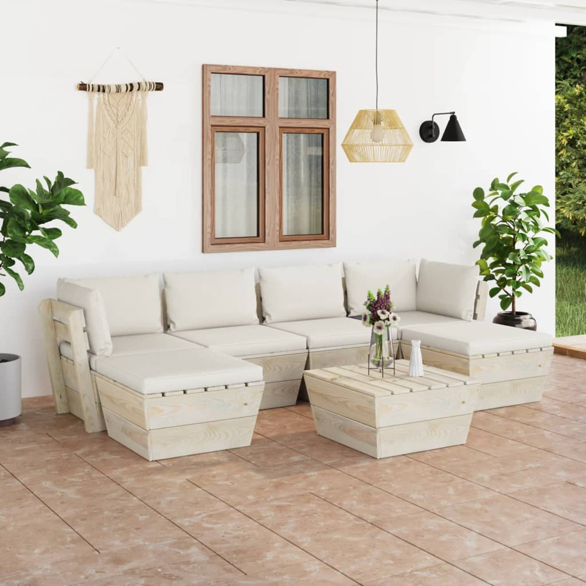 VIDAXL 3063578 Gartentisch- Stuhlset, Weiß und