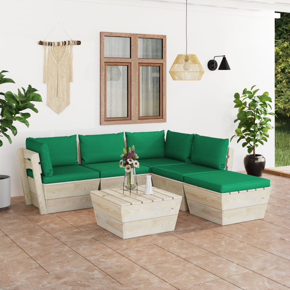 Gartentisch- Stuhlset, Grün und VIDAXL 3063557