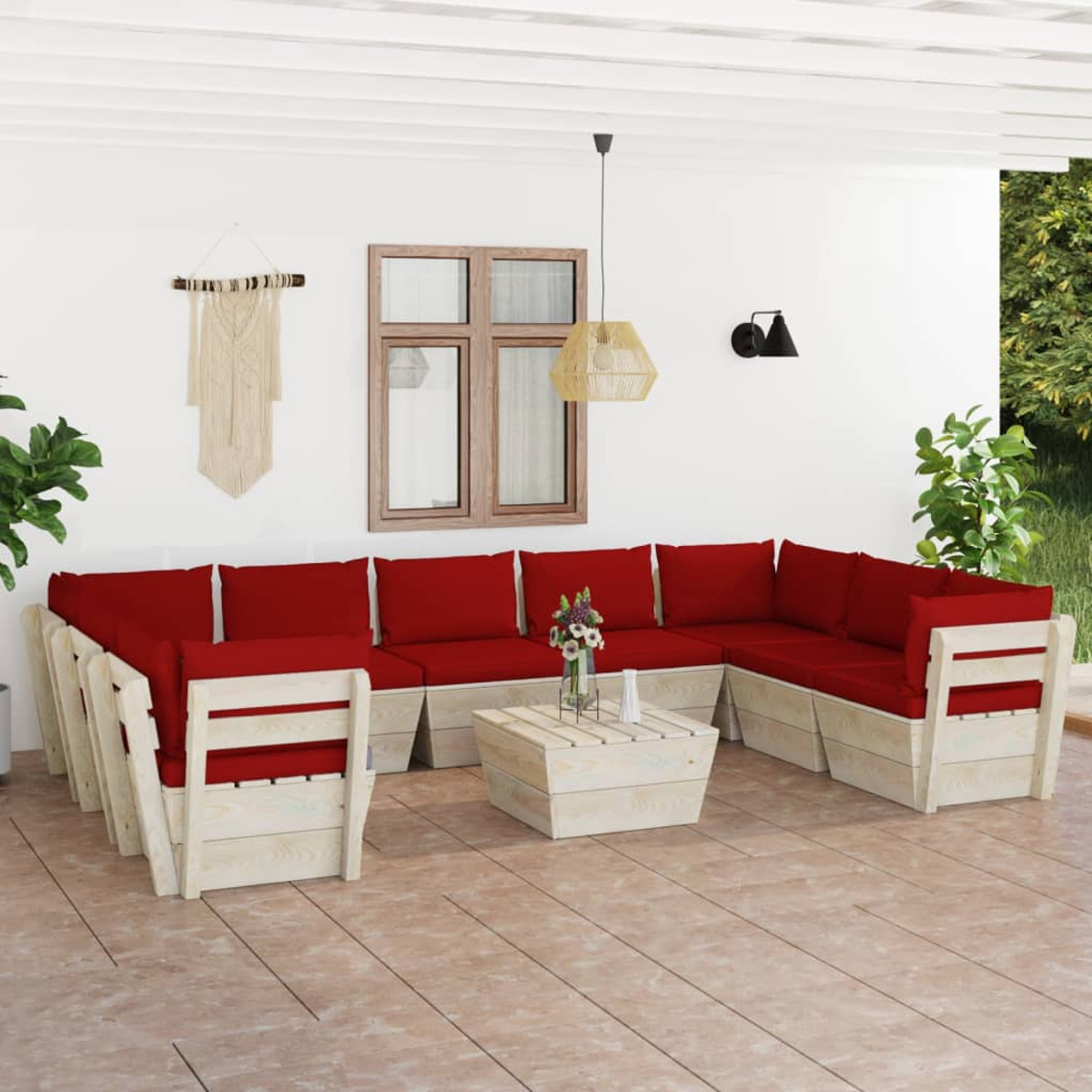VIDAXL 3063633 Gartentisch- Stuhlset, Rot und