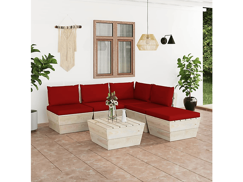 VIDAXL 3063549 Gartentisch- und Stuhlset, Rot | Gartenmöbel Sets