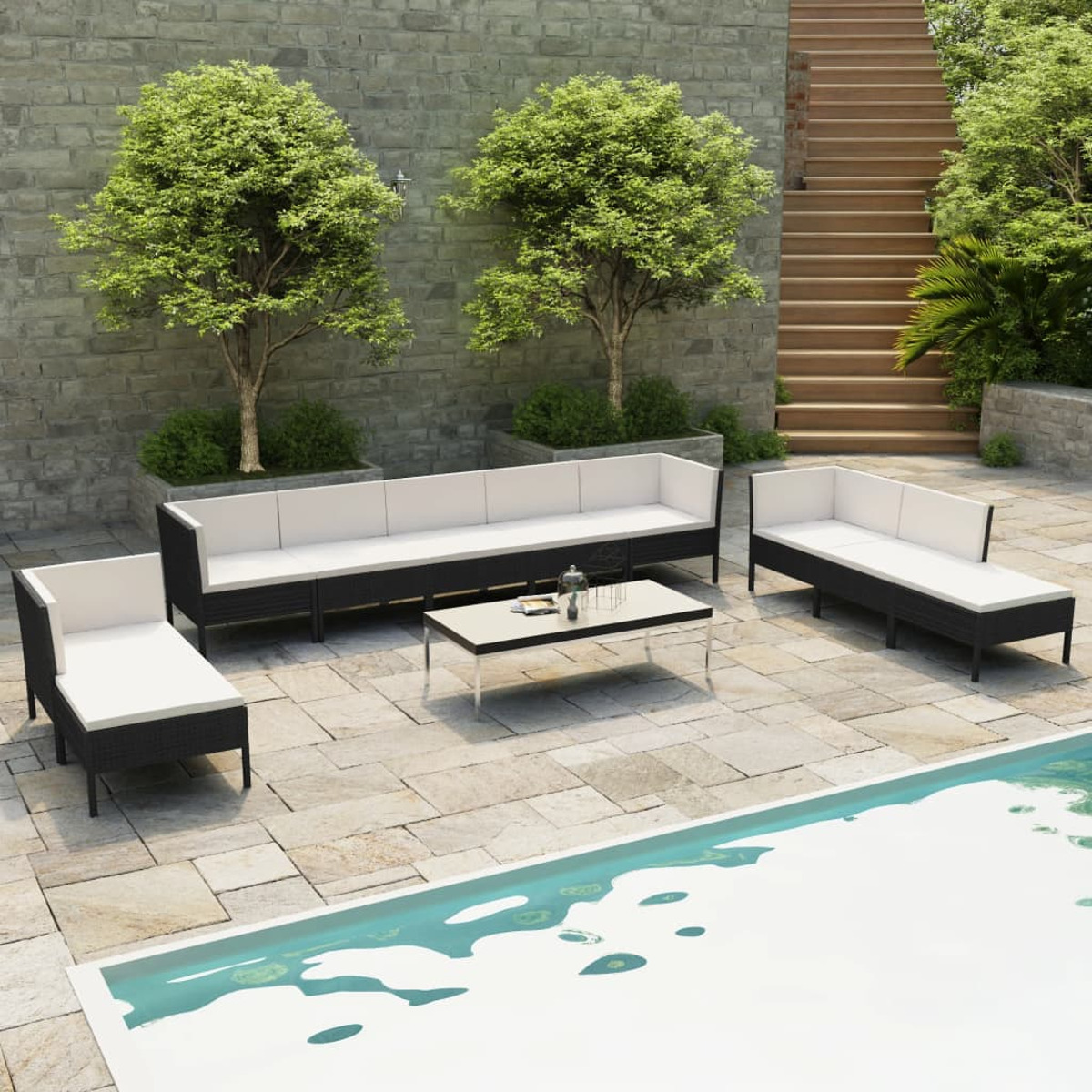 VIDAXL 3056974 Gartentisch- und Stuhlset, Schwarz