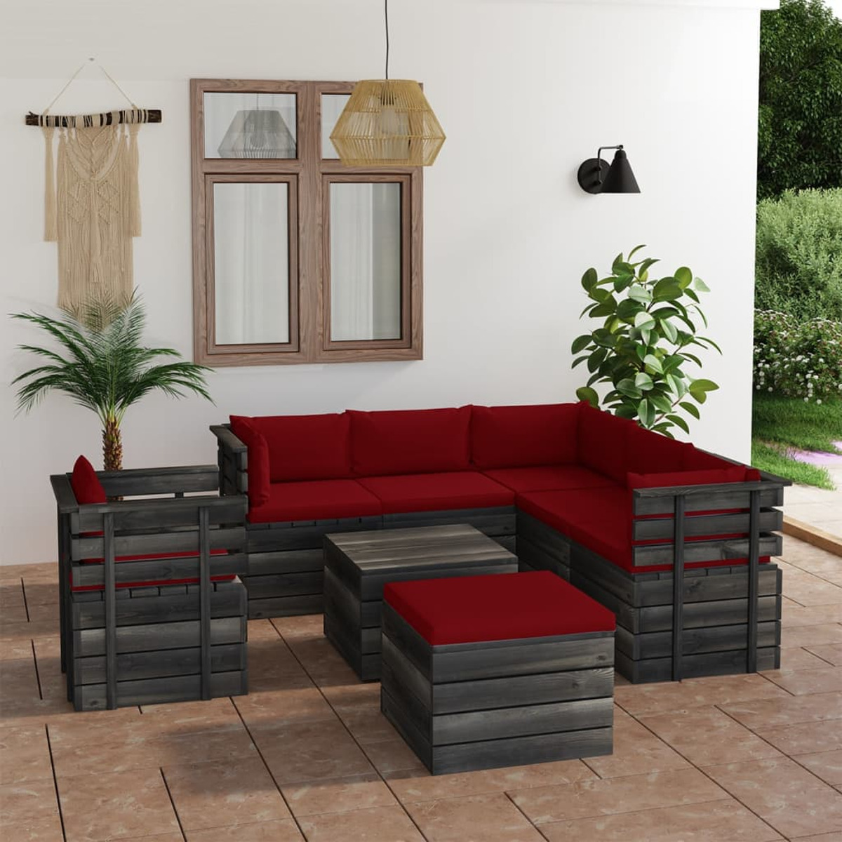 VIDAXL 3062040 Gartentisch- Stuhlset, und Rot