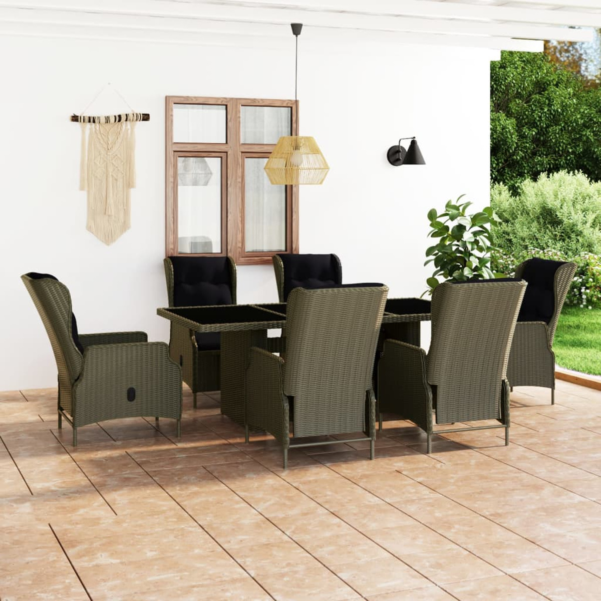Gartentisch- Stuhlset, VIDAXL Schwarz und 3060144