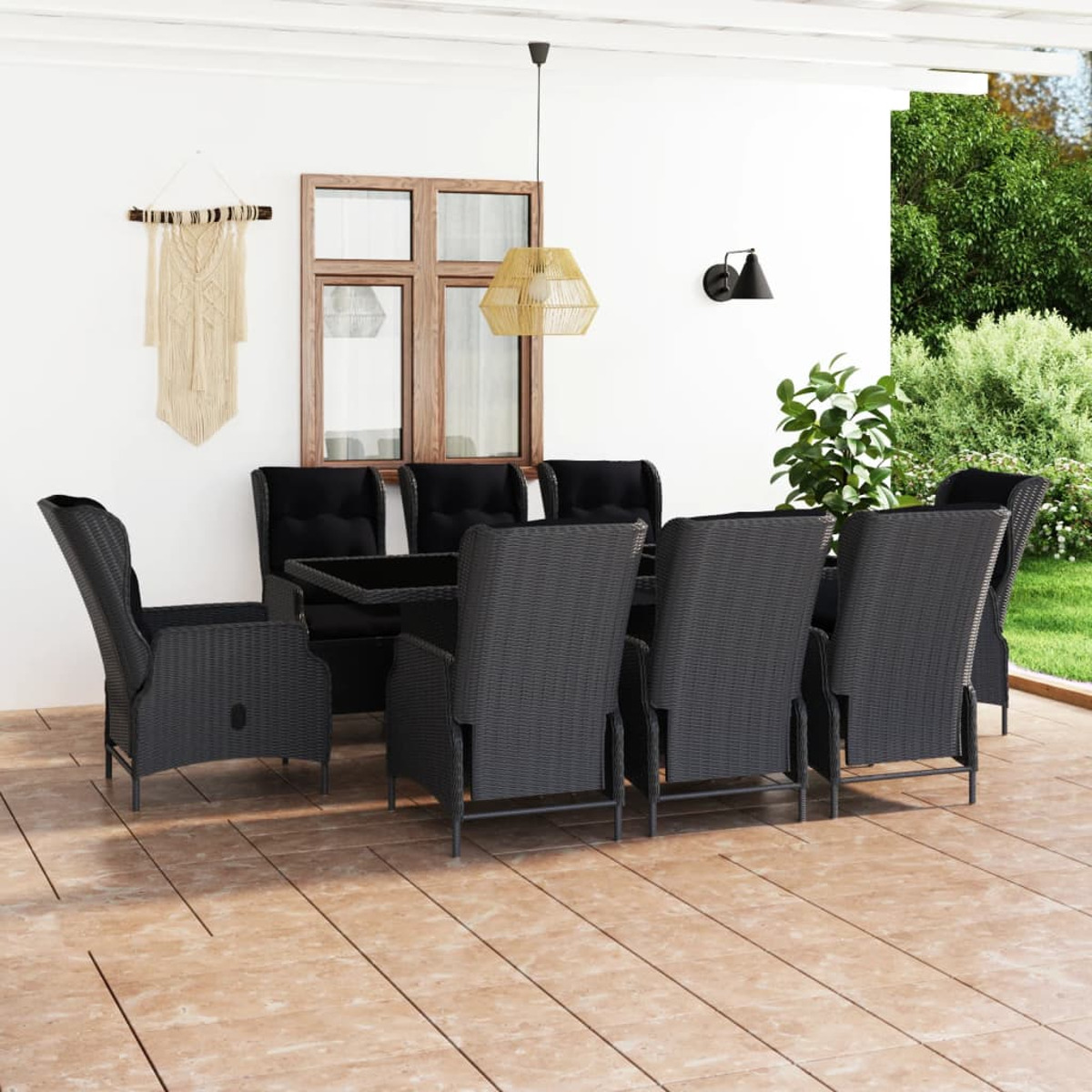 VIDAXL 3060138 Gartentisch- und Stuhlset, Schwarz