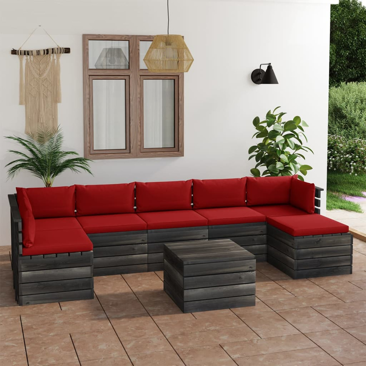 VIDAXL 3062025 Stuhlset, und Gartentisch- Rot