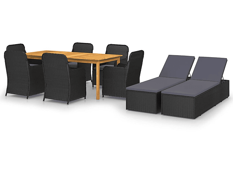 VIDAXL 3067914 Gartentisch- und Stuhlset, Schwarz