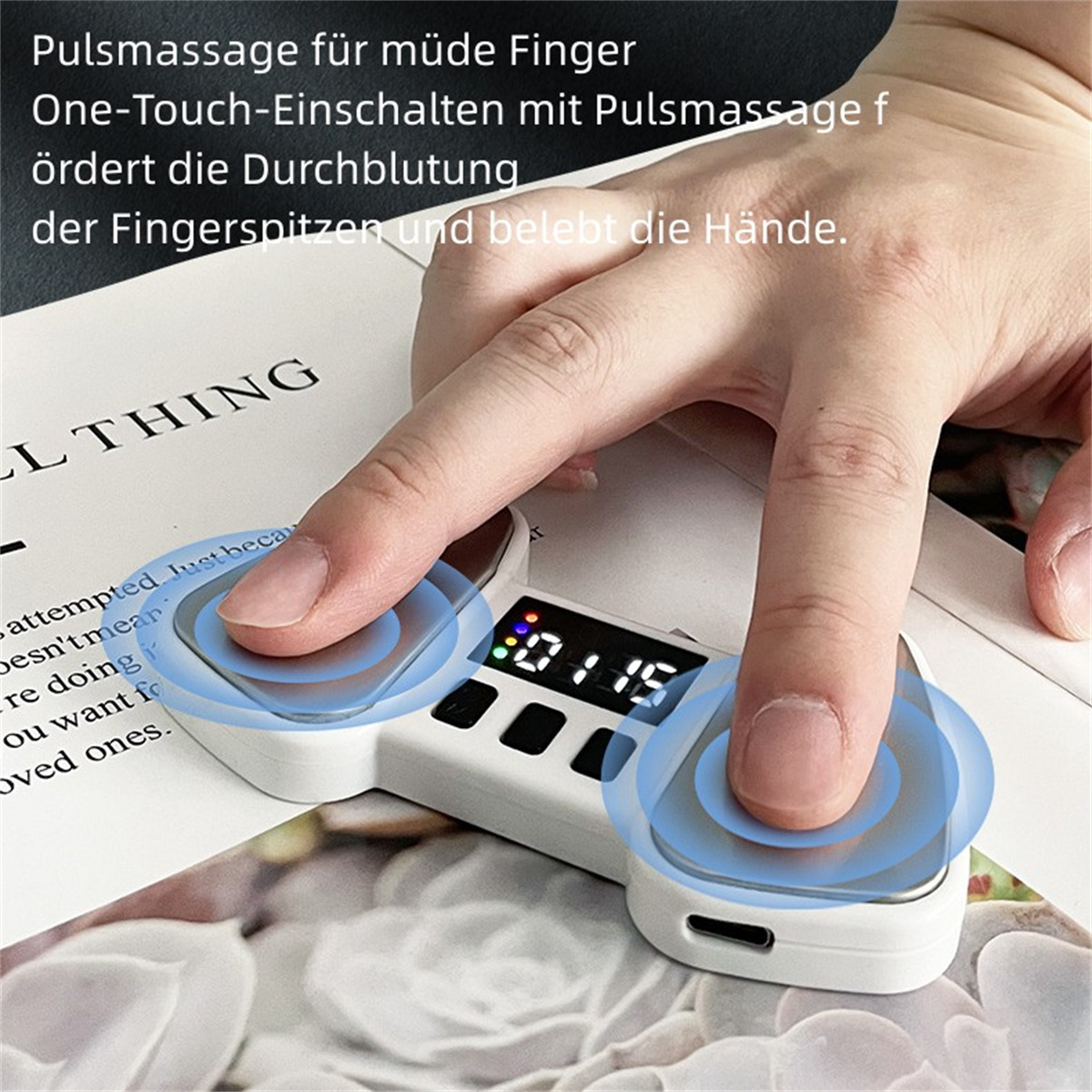 Massagegerät SYNTEK Fingerspitzenmassagegerät Mini Massagegerät Finger Pflege Pulse Physiotherapie Hand Grau