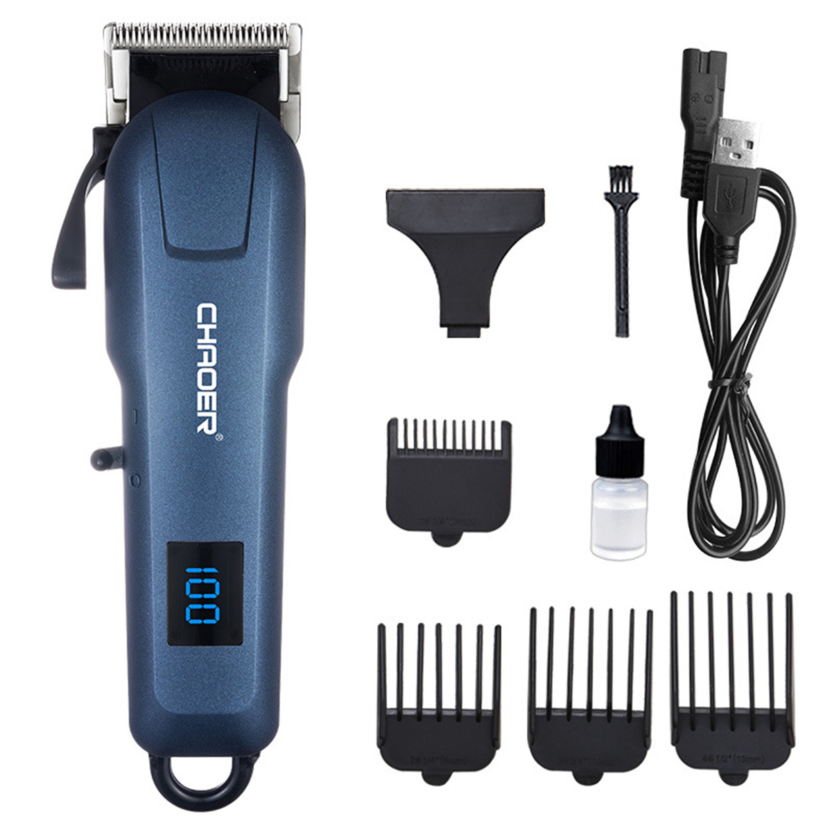 SYNTEK Friseur Blau USB Flüssigkeitsanzeige Haarschneider Rasierer Elektrische Haarschneidemaschine Blau