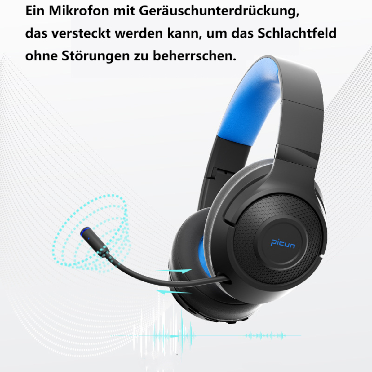 BYTELIKE Bluetooth-Headset Headset Rauschunterdrückung, Over-ear Radio Headset mit weiß Bluetooth Bluetooth-Kopfhörer Game Gaming Handball