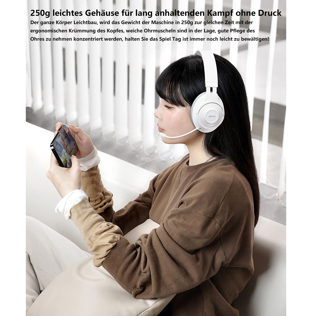 BYTELIKE Bluetooth-Headset Headset Rauschunterdrückung, Over-ear Radio Headset mit weiß Bluetooth Bluetooth-Kopfhörer Game Gaming Handball