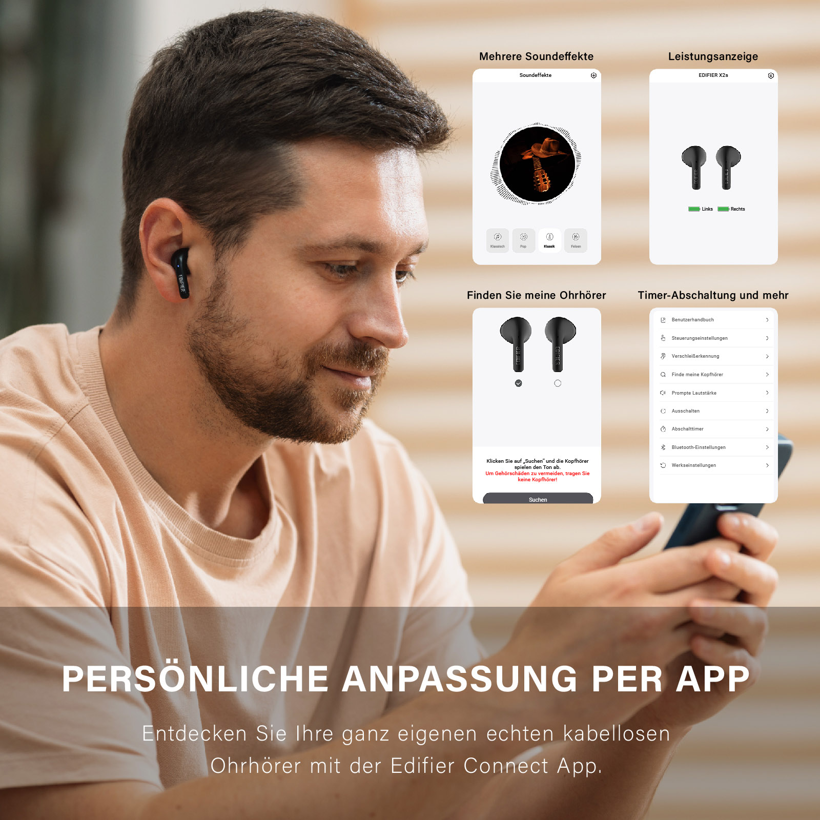 Schwarz Bluetooth X2s, Bluetooth-Kopfhörer EDIFIER In-ear