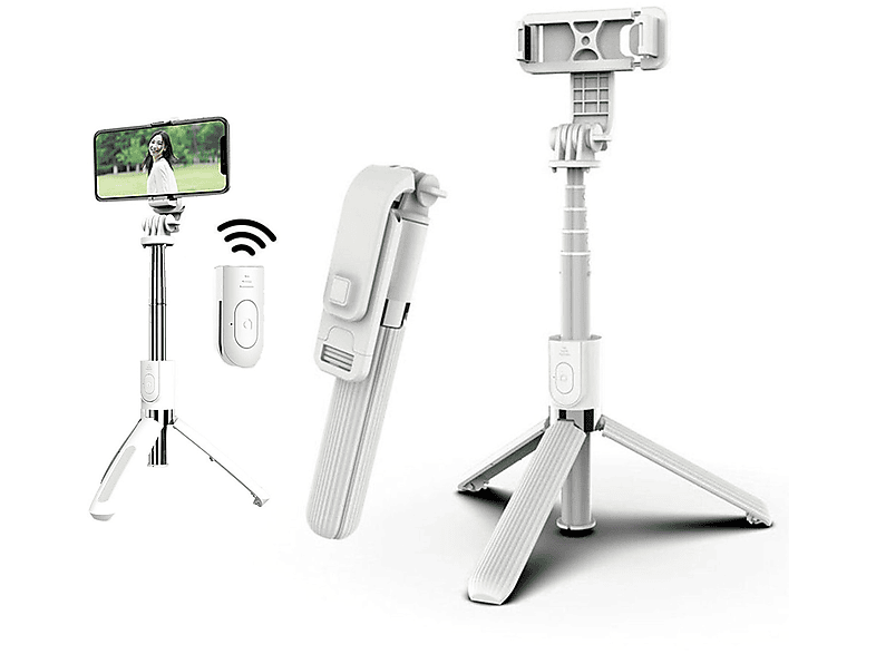 kinsi selfie stange bluetooth selfie stick stativ 3 in 1 weiß