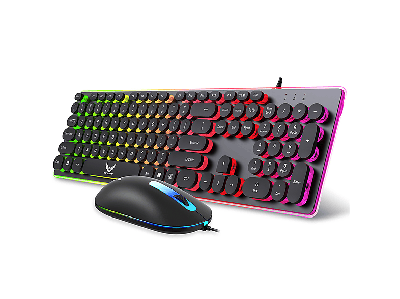SYNTEK K13 Kabelgebundene Tastatur und Maus Kit - Coole Hintergrundbeleuchtung, schwebende Tastenkappen, Maus und Tastatur Set, blau | Tastaturen