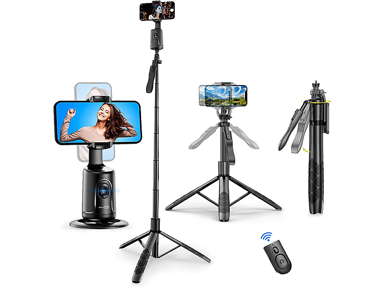 DIIDA Selfie-Stange, Gimbal Smartphone, Bluetooth Selfie Stock Stativ Gimbal Selfie-Stick, schwarz
