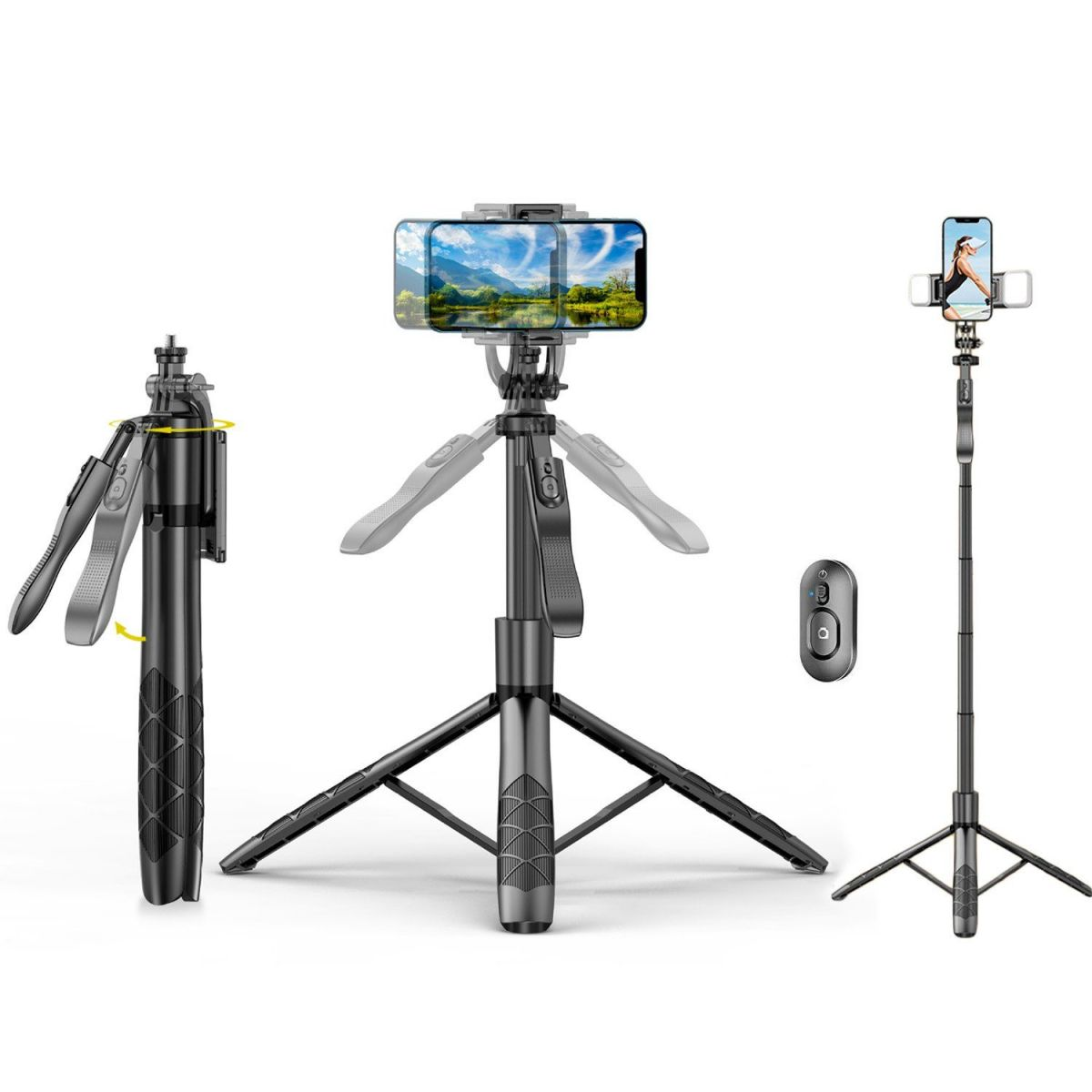 DIIDA Selfie-Stange, Gimbal Smartphone, Bluetooth Stock Stativ Selfie Gimbal Selfie-Stick, schwarz