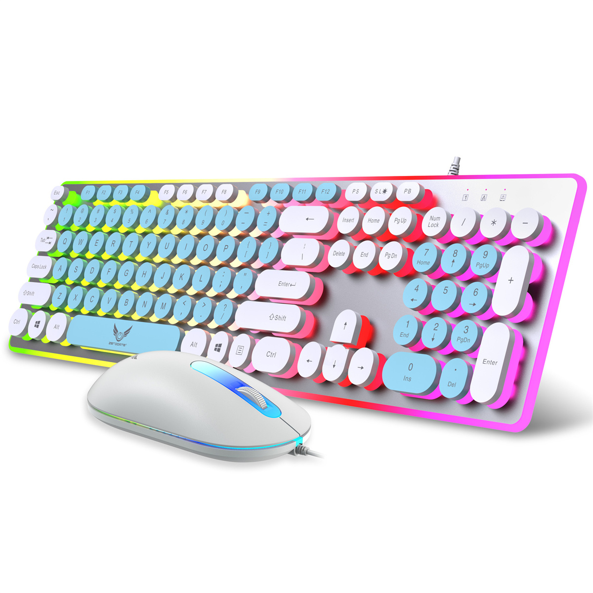 Tastatur Hintergrundbeleuchtung, Tastatur und weiß Tastenkappen, Maus SYNTEK Kit und Set, Kabelgebundene - Coole K13 Maus schwebende