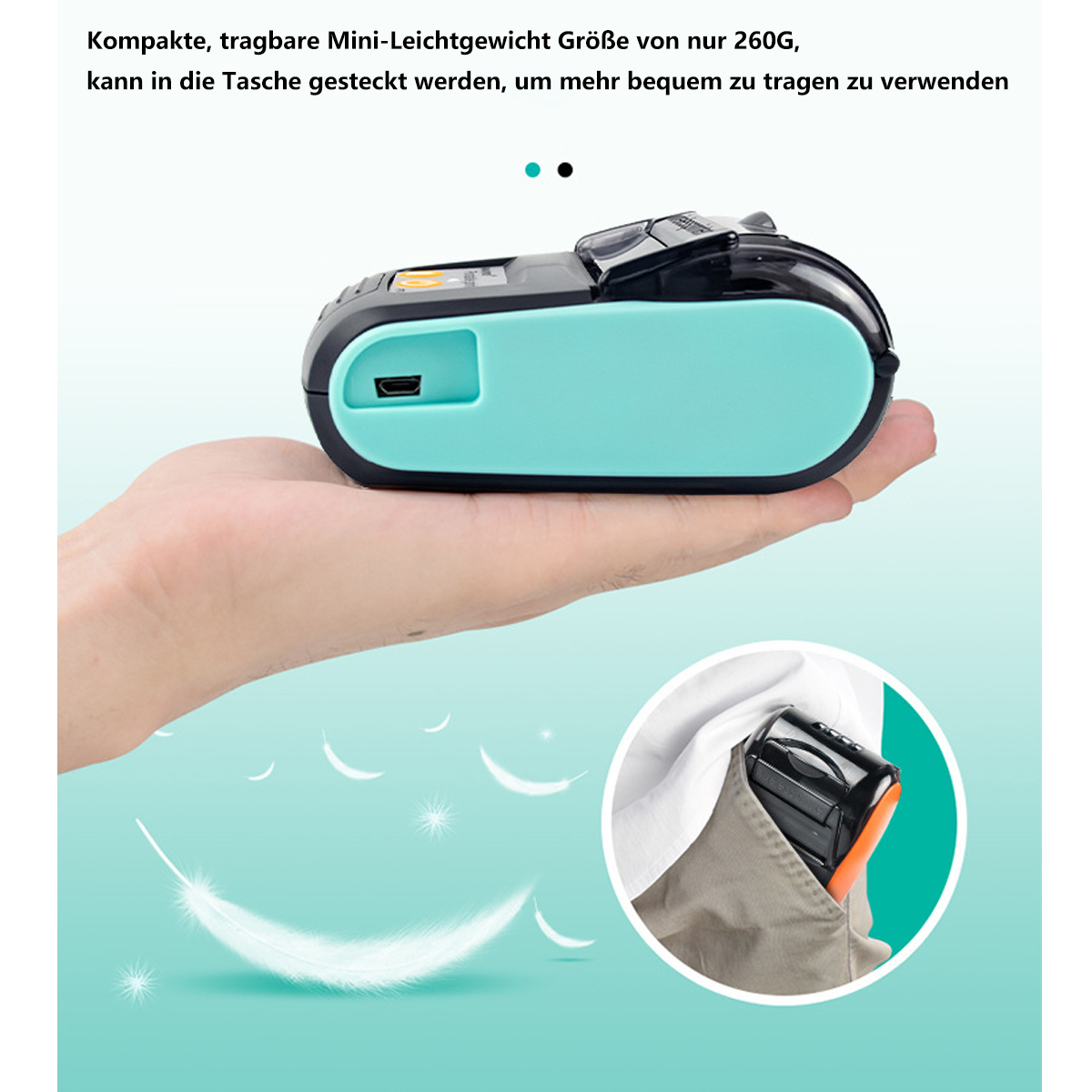 BYTELIKE Kleines Ticket tragbarer Thermodrucker Thermodrucker Ticket Thermodruck Takeaway Kassierer Handheld Bestellung Miniatur nehmen