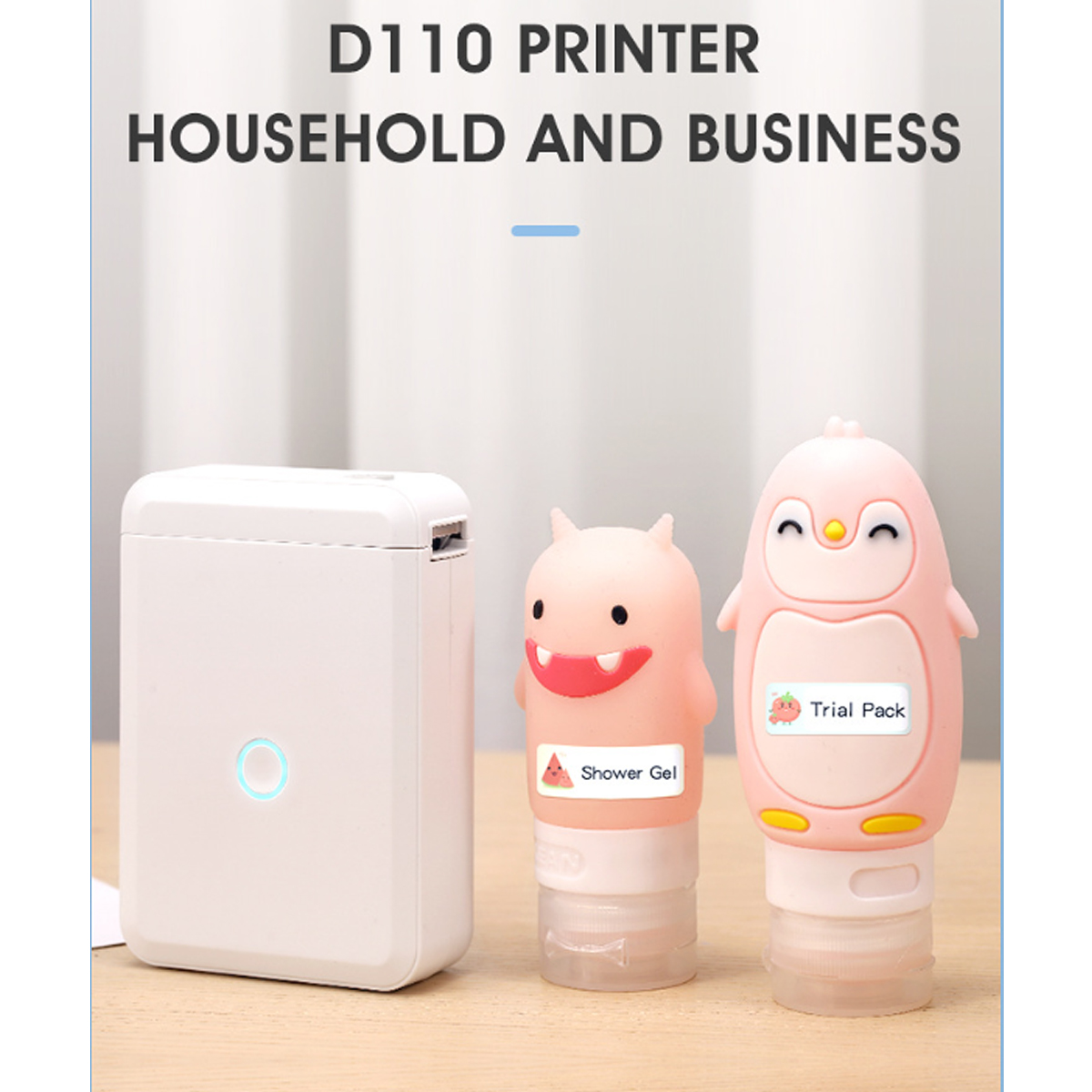 BYTELIKE Etikettendrucker - Thermoselbstklebend, Bluetooth Etikettendrucker Verbindung Mini Portable, Thermodruck