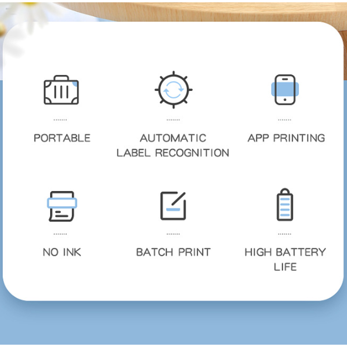 Bluetooth - Thermoselbstklebend, Portable, Thermodruck Mini Verbindung Etikettendrucker Etikettendrucker BYTELIKE