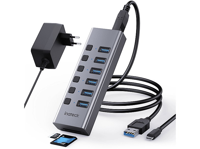 INATECK USB Hub aktiv 3.0, Aluminium 8in1 USBAdapter mit