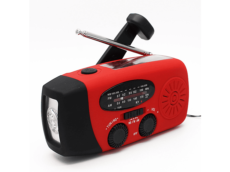 BYTELIKE Notfallradio Multifunktions-Handkurbel wiederaufladbares Radio tragbares Outdoor-Spezial-Solarradio Radio, FM, AM, FM, schwarz