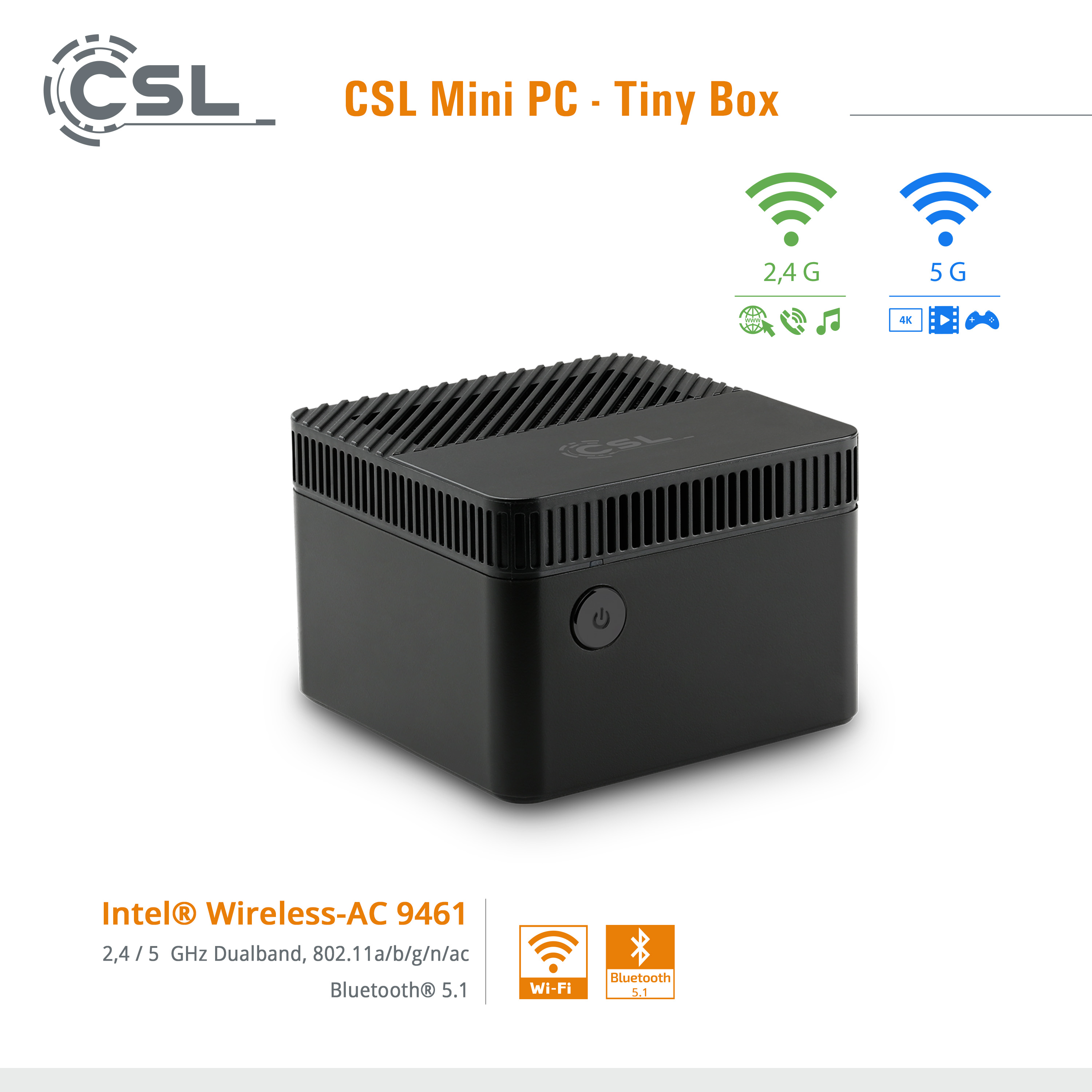 CSL Mini-PC Tiny Box, Intel® 4 UHD 11 SSD, Celeron® Intel® GB Home Bit), GB (64 RAM, Windows mit 512 Mini-PC Prozessor, Graphics