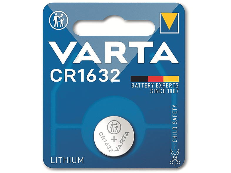 VARTA Electronics CR1632 Lithium Fotobatterie 3V  (1er Blister) Mando Distancia Fotobatterie, Li-MnO2, 3 Volt, 0.135 Ah