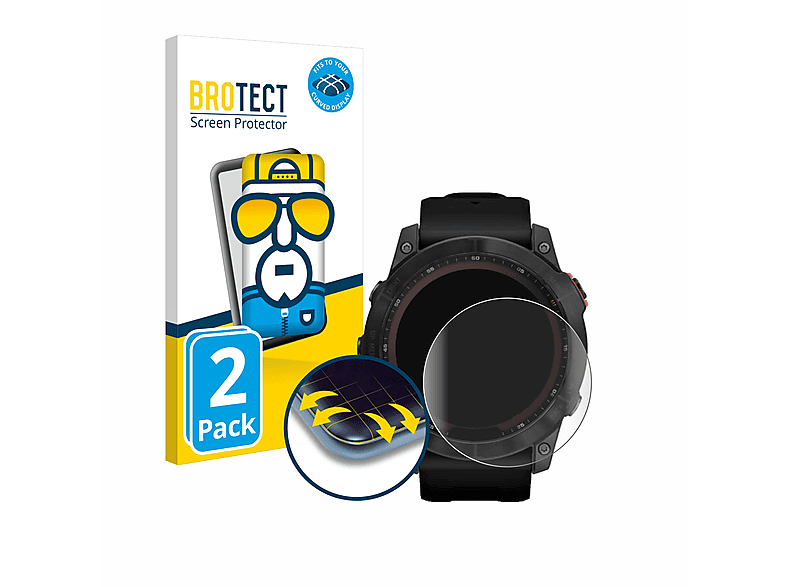 BROTECT 2x Flex Fullscreen 3D Curved Schutzfolie (für Garmin Fenix 7X (51 mm))